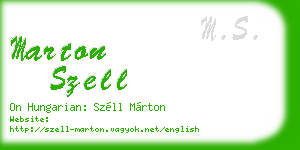 marton szell business card